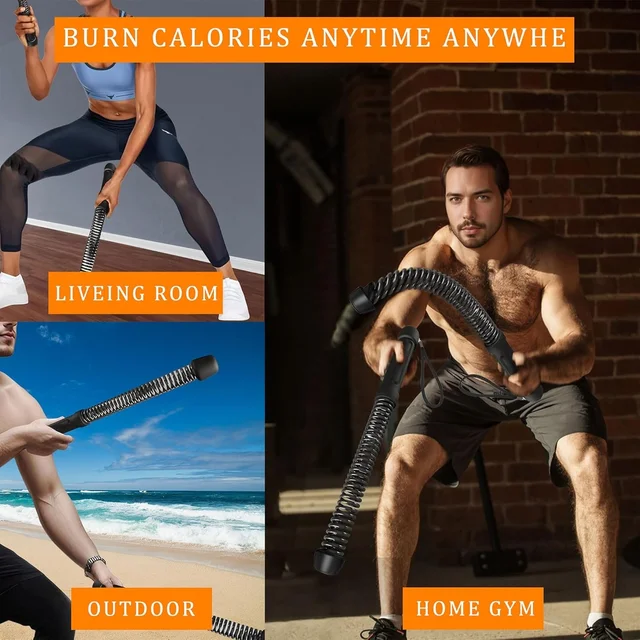 Ropeless Battle Ropes for Home Gym-Cordless Training Rope Fitness Equipment for Men & Women,Weighted Workout Ropes for HIIT,Vers 6