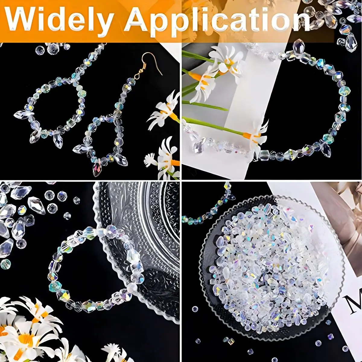Crystal Glass Beads 600pcs Crystal Glass Beads Mixed Various Bulk DIY