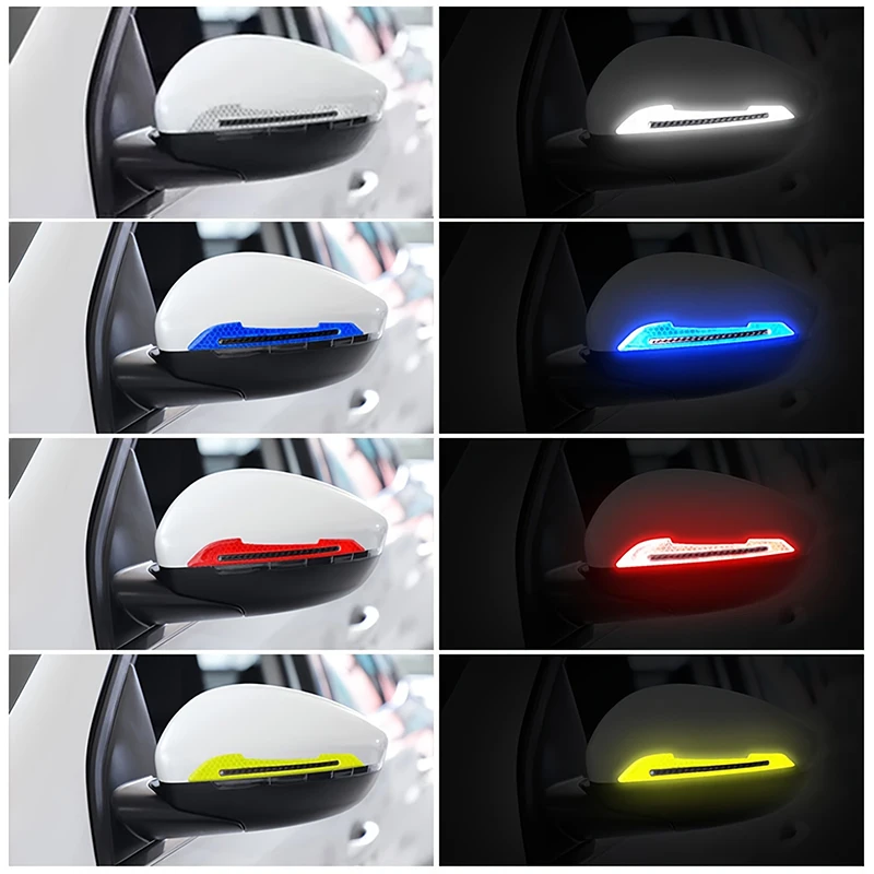 

1Pair Car Rearview Mirror Reflective Sticker Door Leaf Board Safety Warning Tape For Auto Film Stickers Decorative Strip