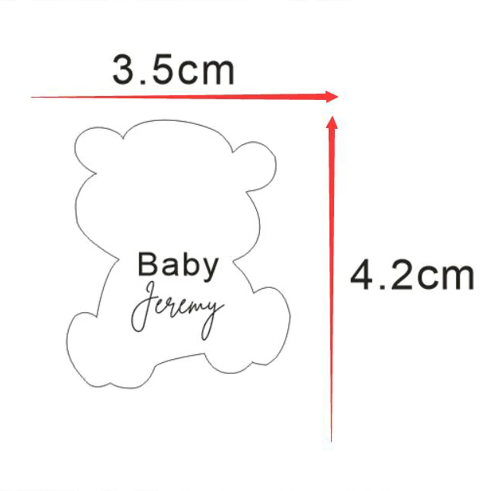 20/50/100pcs Personalized Bear Acrylic Mirror Tag Baby Shower Tag Gift Bear Birthday Bear Tag Baby Name