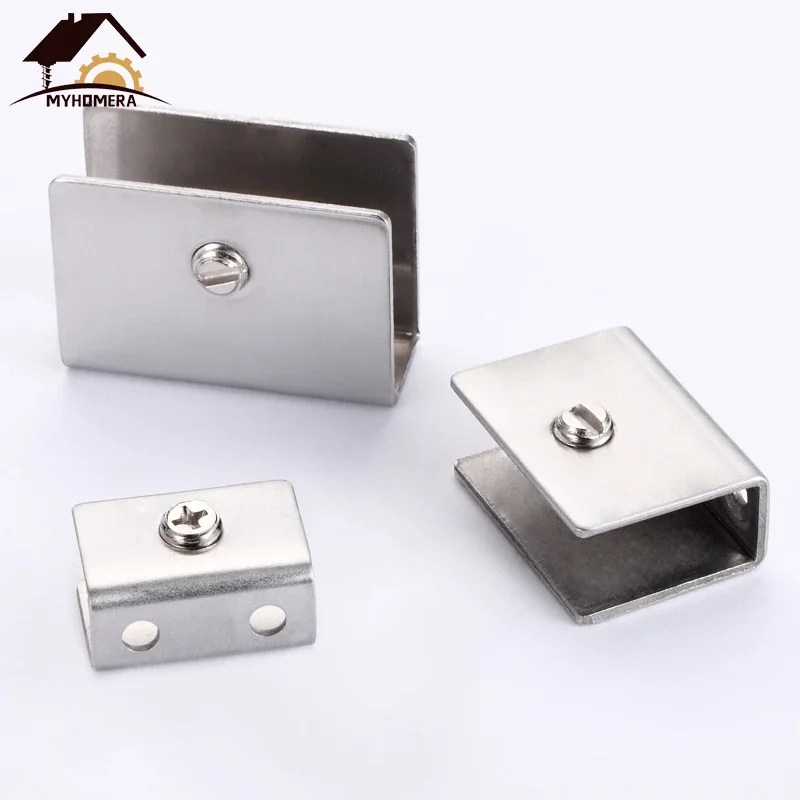 4 Pieces Adjustable 5-13mm Stainless Steel Glass Clamps Square Shelves Support Corner Bracket Glass Clips Wall Mounted