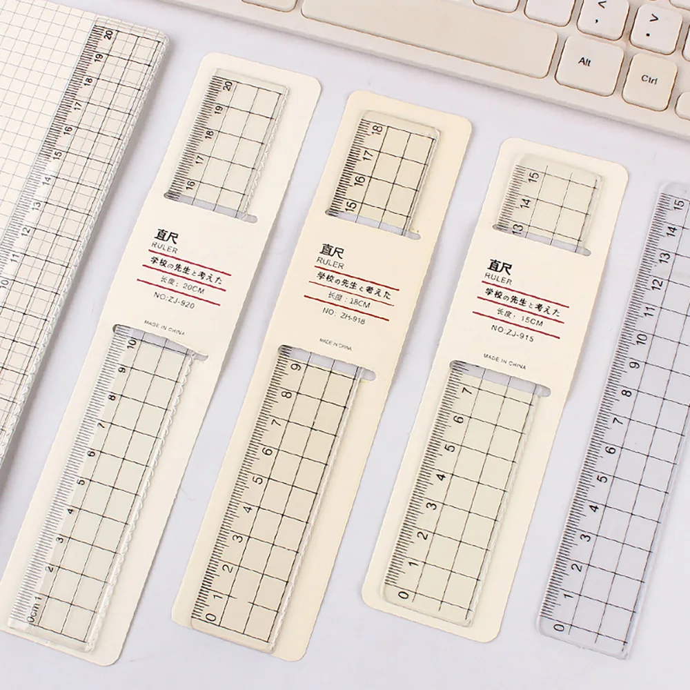 Plastic Ruler 1pc Simple Plastic Ruler 20 cm Student Drafting Tool Straight Ruler Measure School Supplies