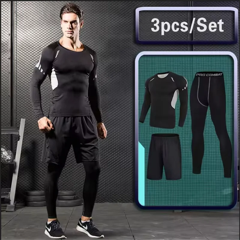 Set Running Son Gym Sports Dress Man Sports Dress Training Jogging Fitness Pakaian Olahraga Kompresi sports suit