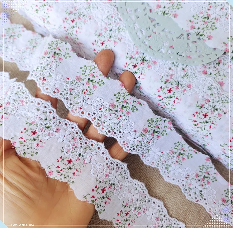 5 Yards Pure White Print Cotton Lace Trims DIY Hometexile Clothes Edge Wrapping Embroidery Cotton Ribbon Tape Material lace ribbon,lace fabric,lace sewing accessories,lace sewing supplies,lace accessories,cotton fabric,cotton ribbon