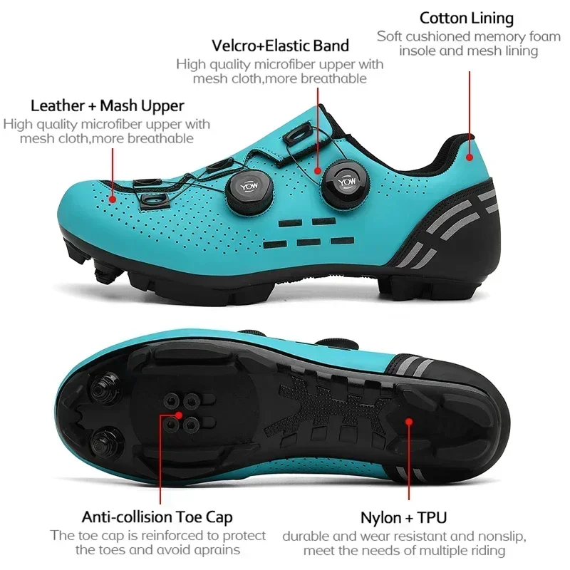 Man Speed Route Cycling Sneakers MTB Flat Shoes with Clits Women Road Dirt Bike Footwear Biking Calas Racing Bicycle Spd Cleats 3