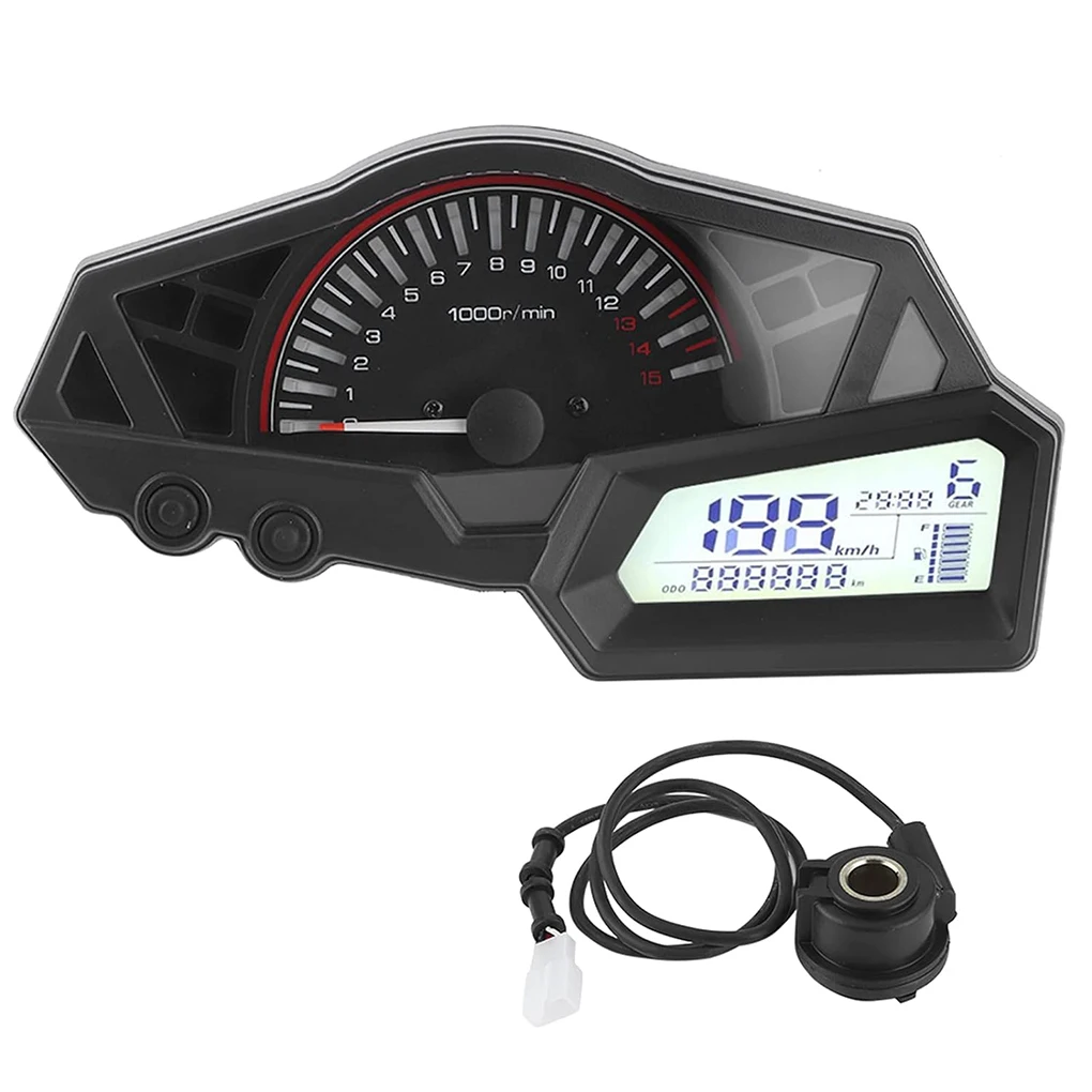 Motorcycle 15000RPM Speedometer LCD Odometer Speed Fuel Gauge Low Oil