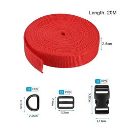 Durable Nylon Webbing Strap for DIY Sewing and Luggage Accessories (Red 20M)
