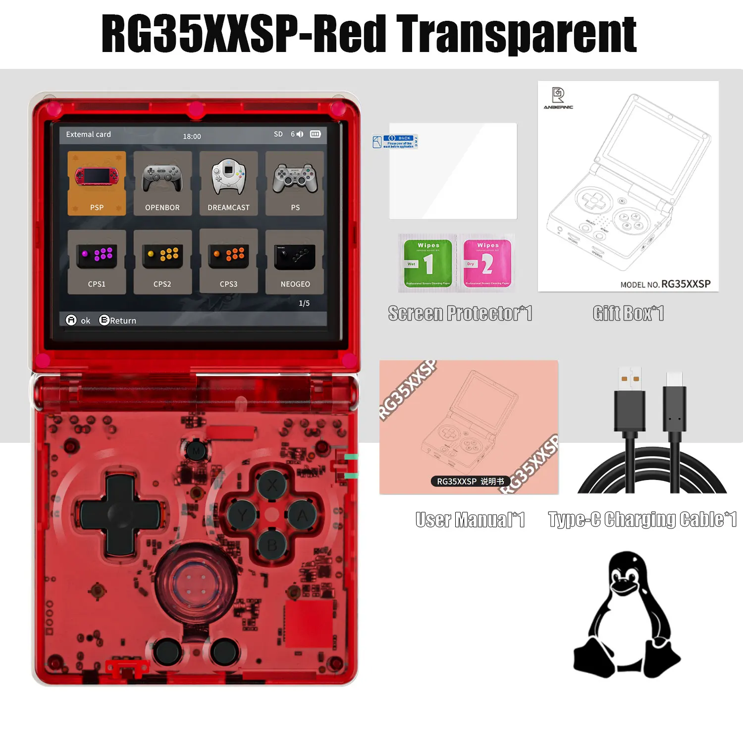 ANBERNIC RG35XXSP 3.5'' IPS Screen Flip Handheld Console