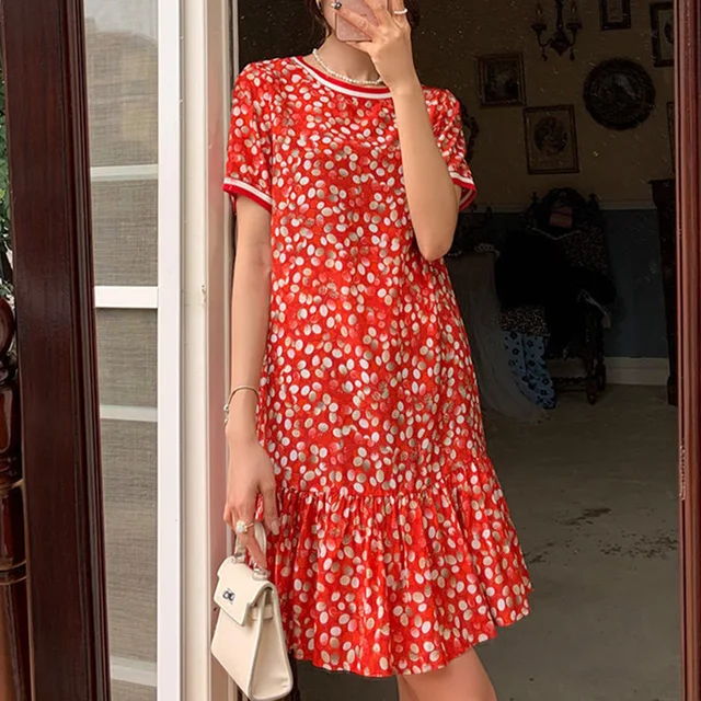 Gasa Vestidos Sueltos Cortos Con Manga Vestido Corto Holgado De