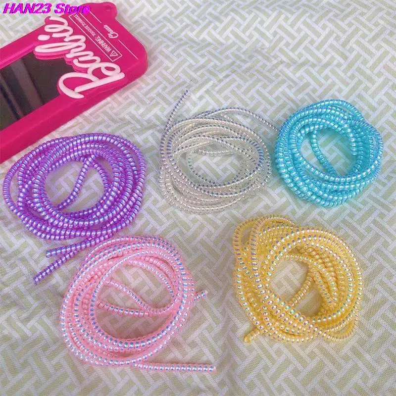 1.4M Colorful Spiral Charger Cable Cord Protector Universal Wrap Data Line Decoration Winder For iPhone/Samsung/Huawei/Xiaomi