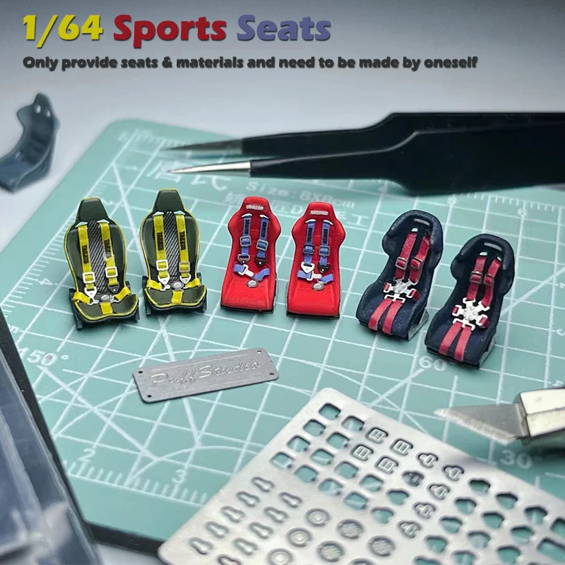 

1/64 Hobby Venom Modified Parts Sports Seat Sets Safety Belt Racing Vehicle For Model Car Toy Hotwheels Tomica