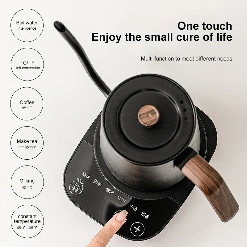 Electric Kettle Goose Neck 800ml Coffee Pot Intelligent Temperature Potentiometer Controlled110V-220V 1000W Kettle Fast Heating