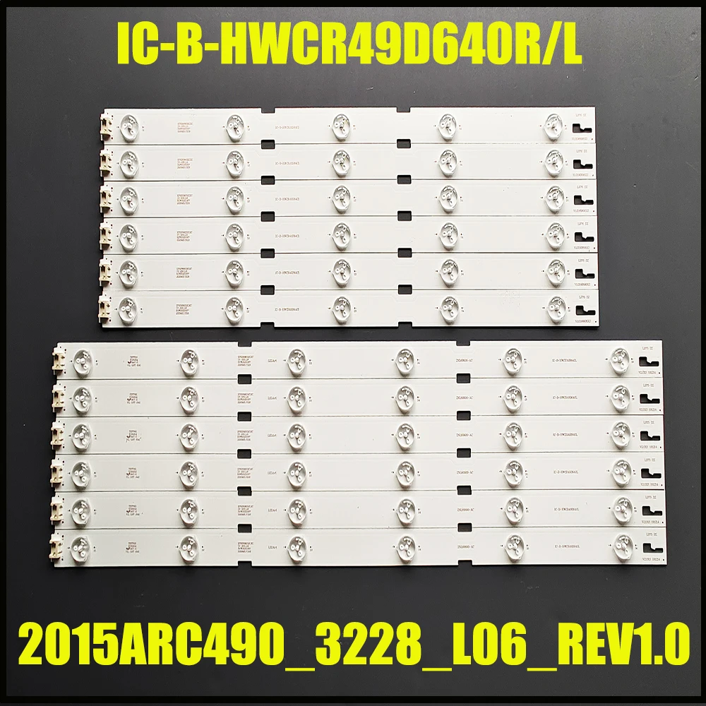 Tira de Retroiluminação Led para Samsung Grundig 49lenza6627 49vle6565bl 49vle6523bl Samsung 2023 Arc490 Ic-b-hwcr49d640r 00176a 12 Pcs