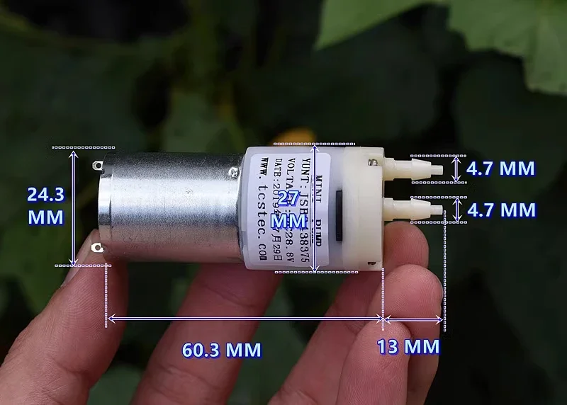 Description Picture 2 of itemTCS JSB2438375 Mini 370 Water Pump DC 24V-30V 28.8V Micro 27mm Diaphragm Self-priming Suction Pump Sampling Liquid Pump