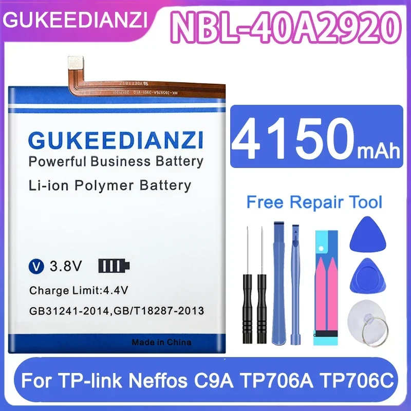 

GUKEEDIANZI 4150mAh Battery For TP-link Neffos C9A TP706A TP706C NBL-40A2920 NEW Mobile Phone Battery + Free Tools