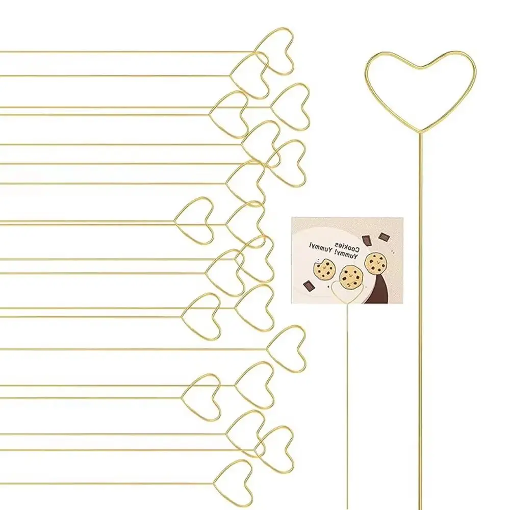 20Pcs New Metal Cards Stand DIY Heart Shape Postcard Clip Cake Greeting Card Holder for Wedding Party