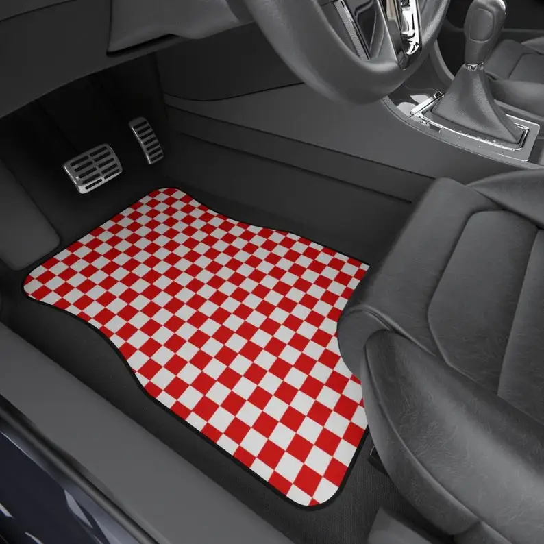 

Red and White Checkers Car Mats (2x Front)