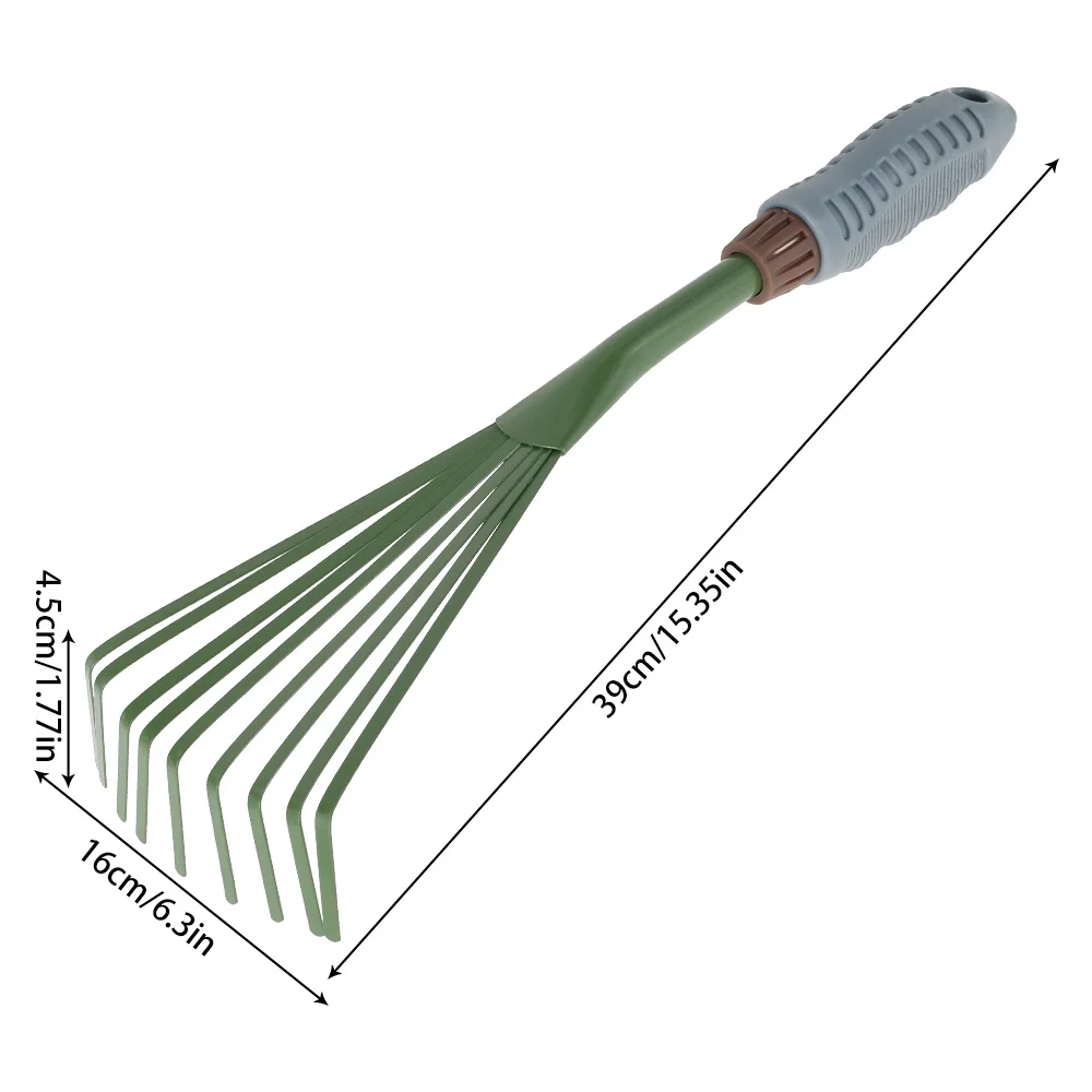 Garden Rake Grass Rake Hand Rake Leaf Broom with Comfort Grip Cleaning Rake Pet Excrement Rake Gardening Tools 3