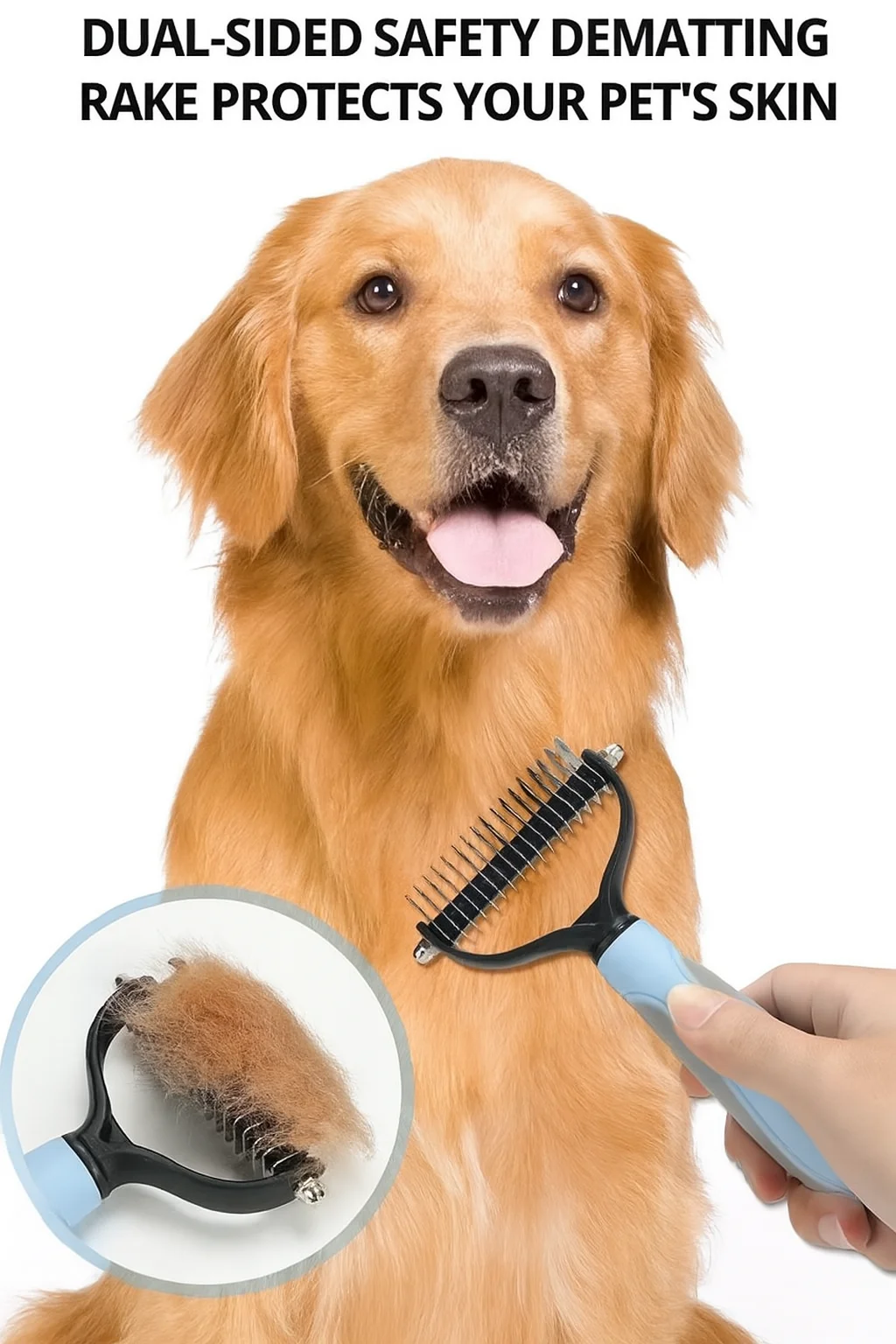 Peigne Brosse Double Face Inox Pour Chien Et Chat – Toilettage Démêlant, Bleu