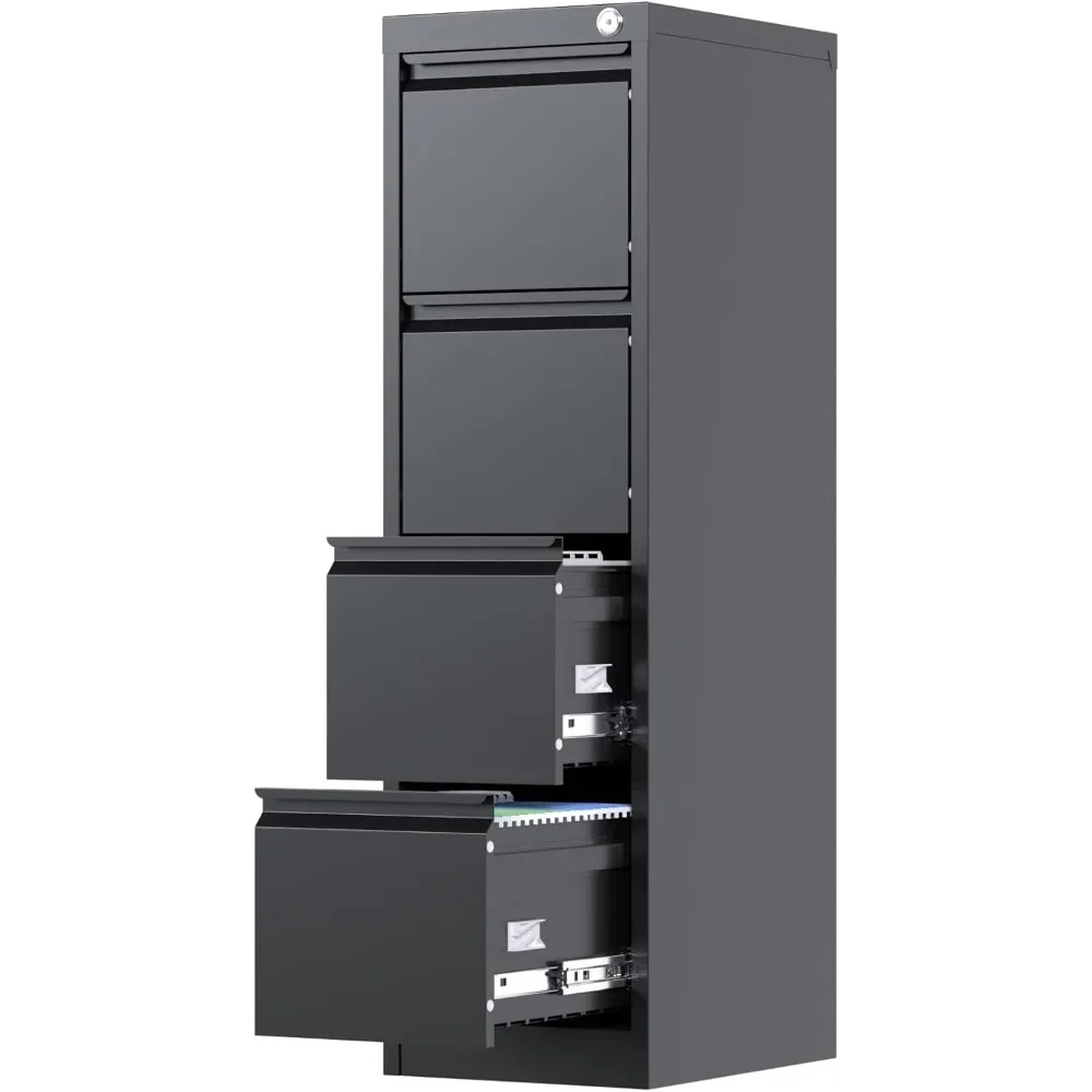 4-Drawer-Filing-Cabinet-Metal-Vertical-File-Cabinet-4-Drawers-with-Lock ...