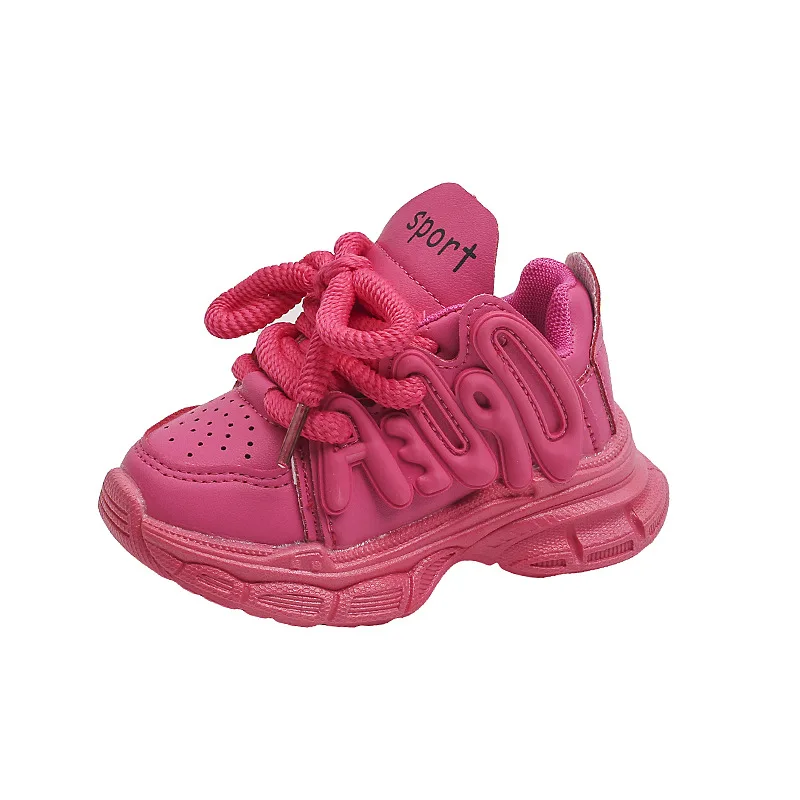 Girls Sneakers 2024 Spring Autumn Kids Casual Sport Shoes For Girl Hot Pink Color Children Soft Breathable Running Shoes 5