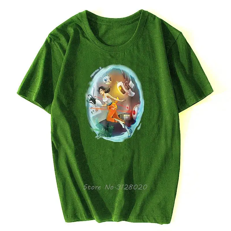Chell Portal 2 Test Thema T-shirt Sommer Männer Baumwolle T-shirt Oansatz T Hemd Anime Tees Tops Streetwear Harajuku – Detail 2