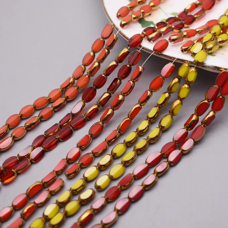 4x7mm 50pcs/lot Briolette Oval Glass Beads Plating Gold Color Crystal Glass Loose Spacer Beads For Beads for Jewelry Making DIY 5