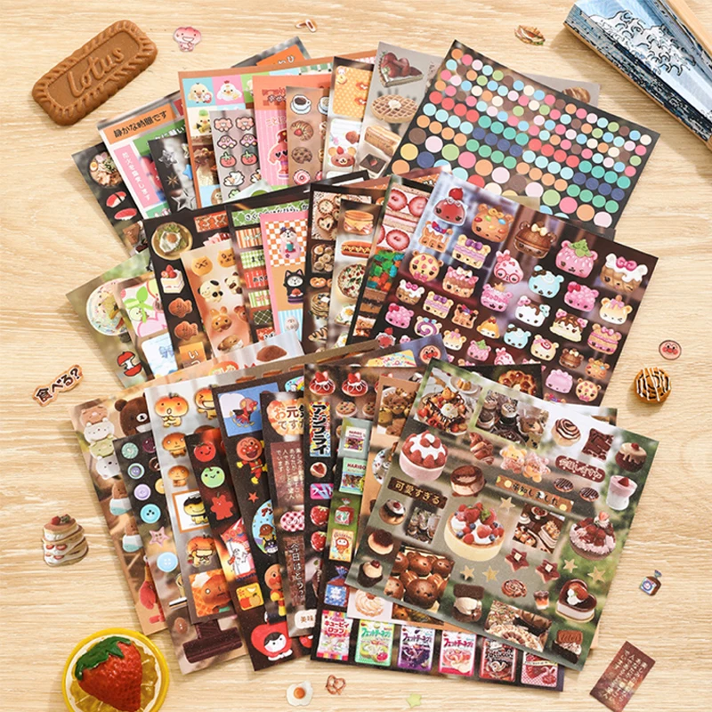 귀여운 음식 동물 스티커북 1000+개의 생생한 스티커 30페이지 저널 스크랩북 장식 및 창의적인 재미를 위한 공예 용품