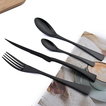 AJOYOUS Set di posate da 24 pezzi Set di posate da tavola in acciaio inossidabile 304 coltello forchetta cucchiaio Set di posate con cucchiaino da cucina stoviglie occidentali 1