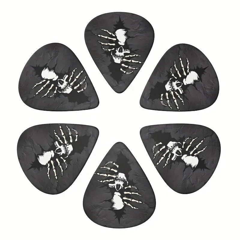 Guitar Picks 6 Pcs Original Sound Guitar Picks Double-Sided Printed Ukulele Guitar Finger Shrapnel Keychain Holster Gift For Music Lovers