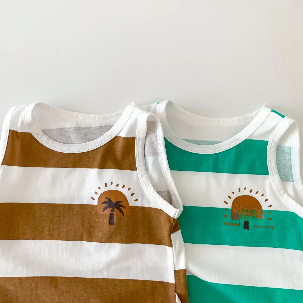 Korean Children's Summer Striped Printing Sleeveless Tank Vest Top For Boys Girls