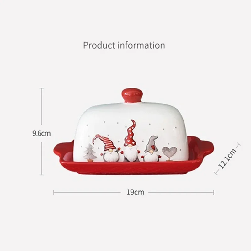 Ceramic Butter Dish Nordic Santa Claus Elk Cakes Sweets Desserts Plate Butter Plates Cheese Tray Tableware Christmas Food Tray butter storage box