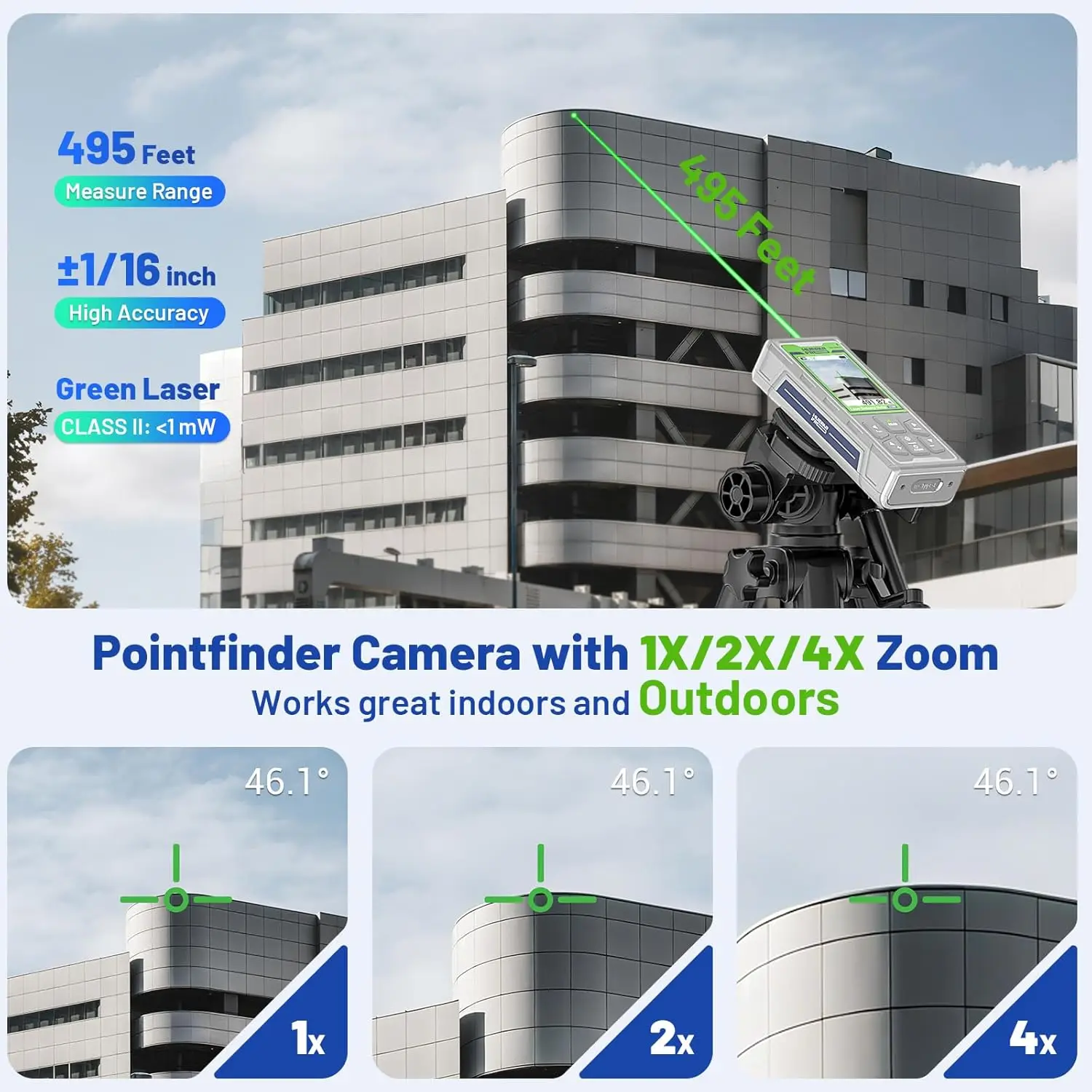 Pro SW-150GQ Laser Measuring Tool 495Ft Outdoor Laser Measure tool with Camera &