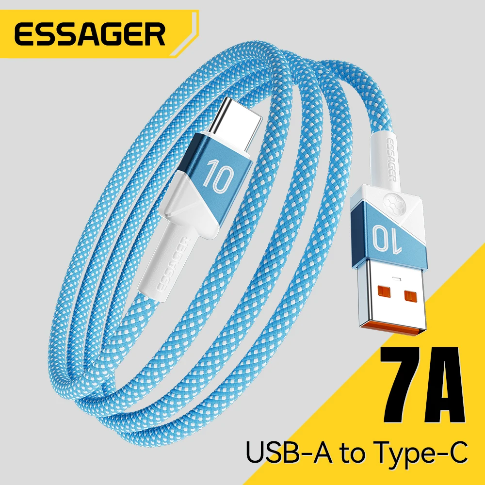 ESSAGER 100W 7A USB Type C Cable For Huawei 88W Super Fast Charging Wire Football Team Colors Cord For Xiaomi 15 Samsung Oneplus