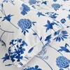 Twin Fitted Bed Sheet with Elastic Blue Flower Printed Bed Cover Single/Queen/King Bed Linen Reactive Printed Mattress Cover 180 3
