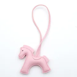 Premium Multicolored Pony Leather Keychain and Bag Charm Gift (Pink)