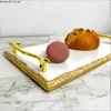 Luxury Marble Tray with Gold Handles and Trim, Vanity Tray for Jewelry Display, Serving Tray for Counter Dresser Nightstand Desk 2