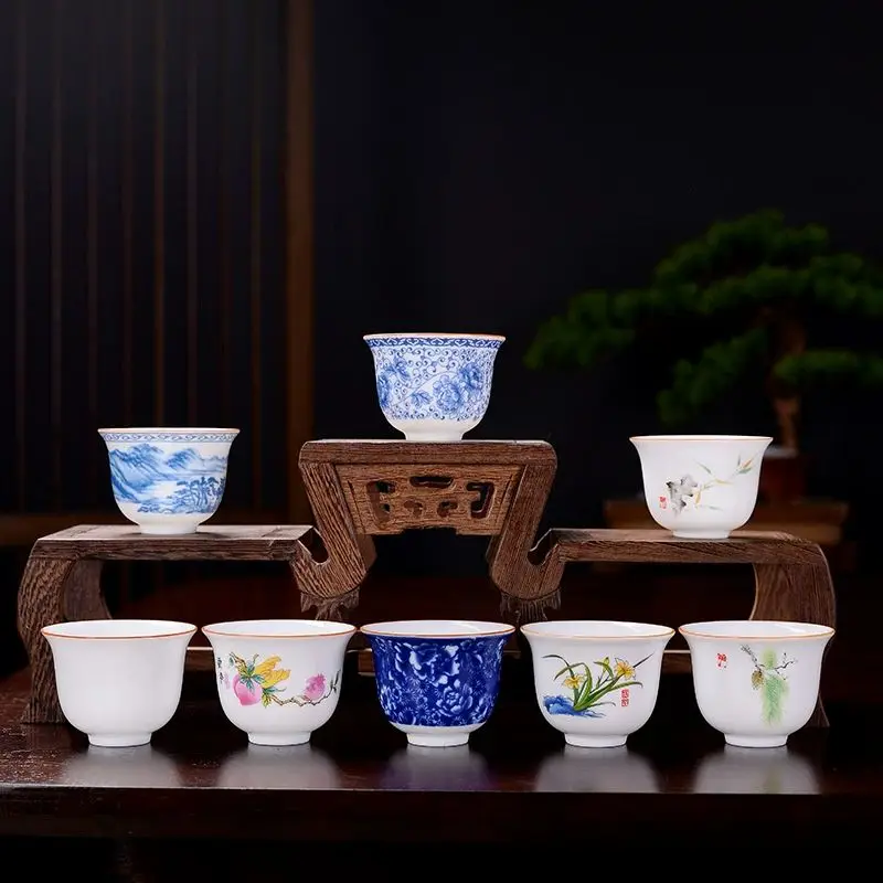 Tea Cup Chinese Vintage Porcelain Ceramic Glaze Hand Made Teeware For Puer Green Tea Ceremony