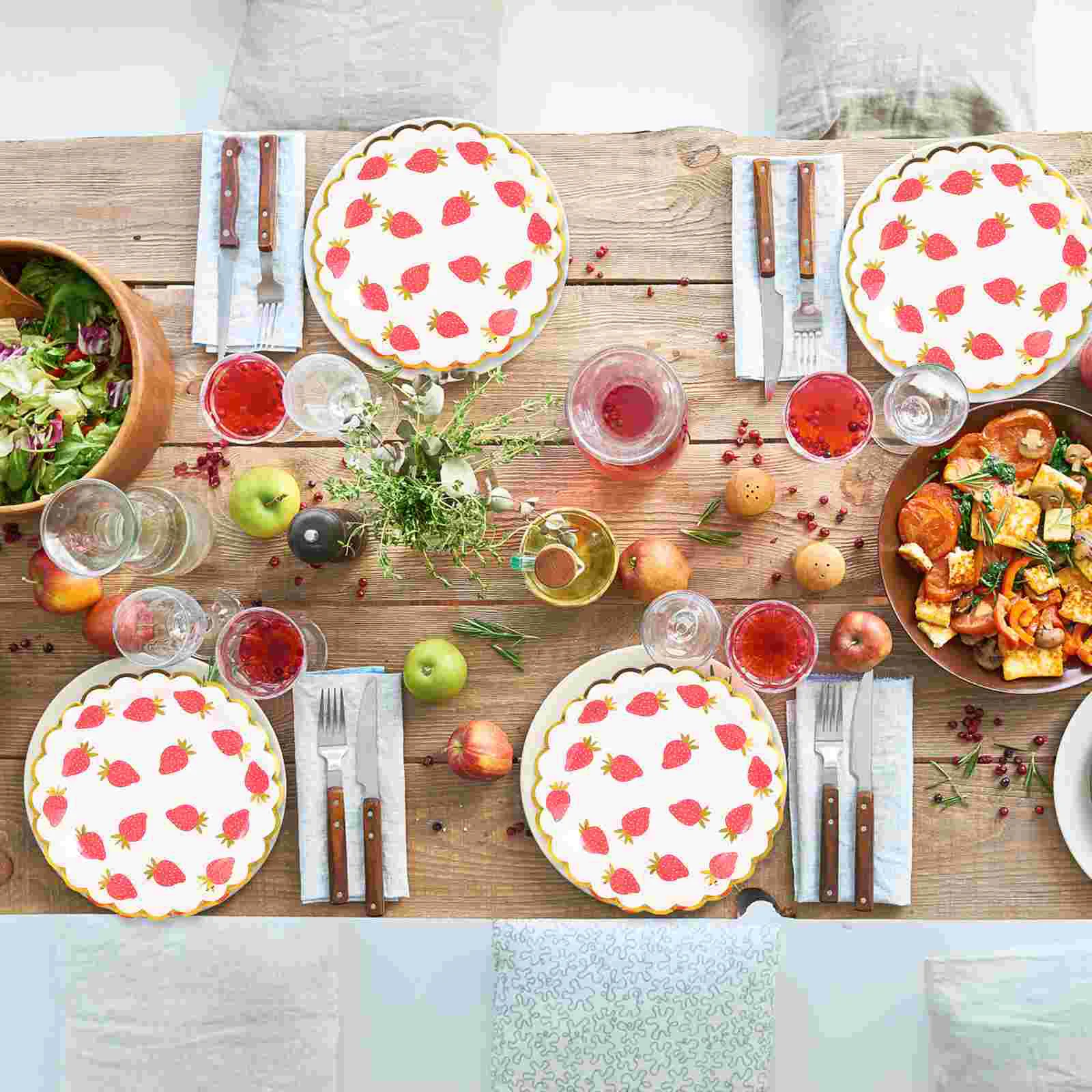 

24 Pcs Tableware Strawberry Paper Plate Child Ornament Baby Shower Party Plates