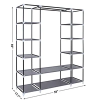 69" Portable Clothes Closet Wardrobe Storage Organizer with Non-Woven Fabric 2