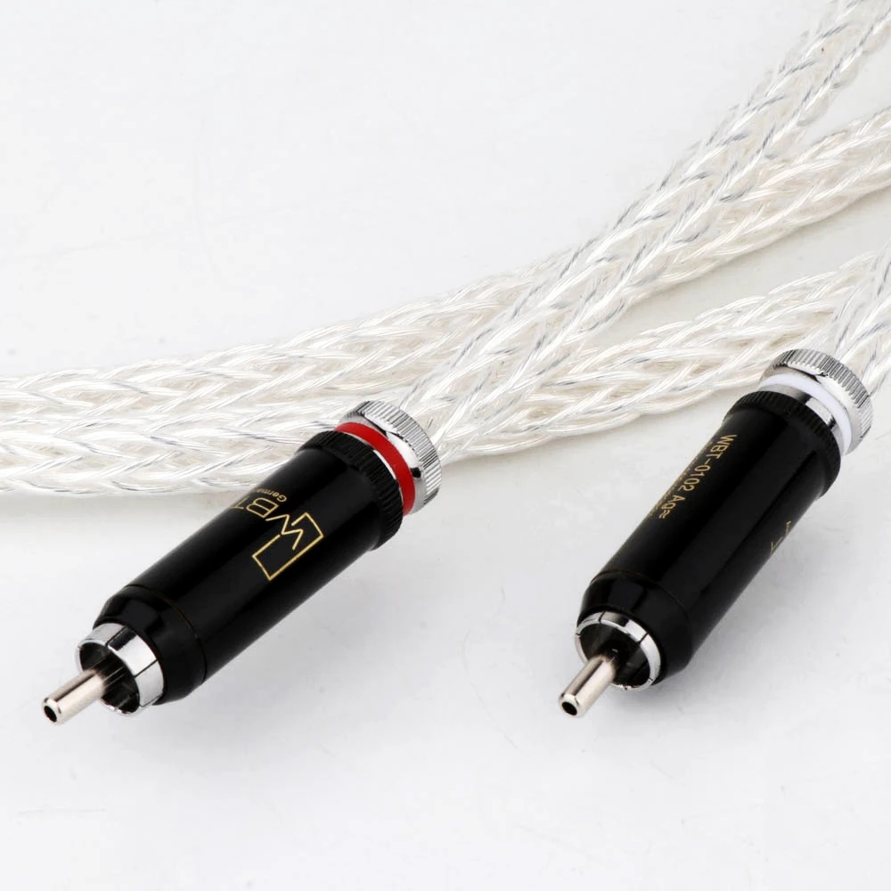 Banhado a Prata Cabo de Áudio Hifi Amplificador Estéreo Auto Bloqueio 6ag Occ 12 Fios com Wbt0102ag Rca Plug - Image 4