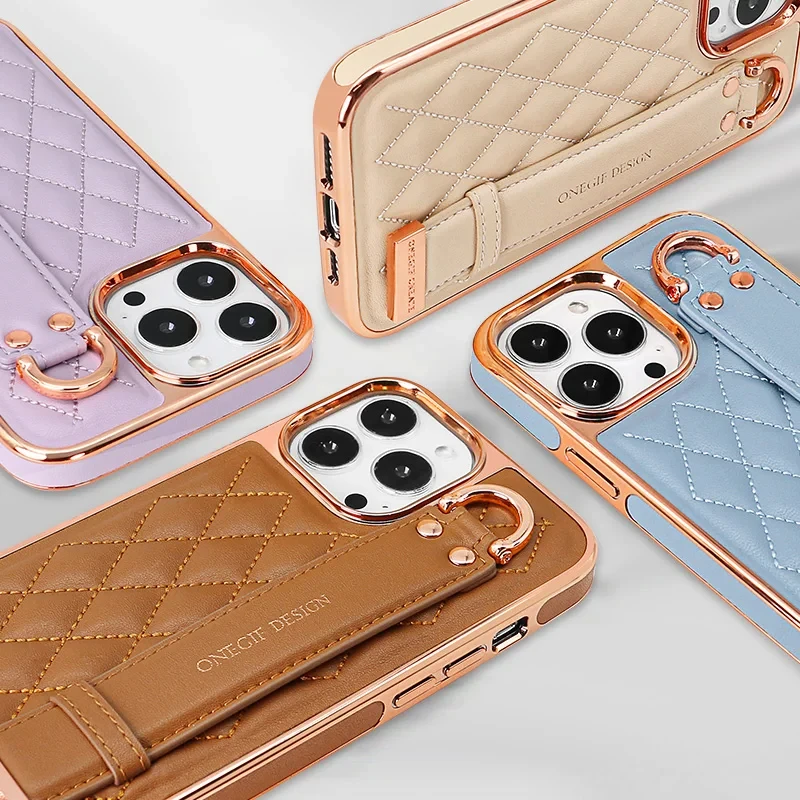 Leather Wristband Phone Case For Iphone 13 12 14 Pro Max Holder Phone Cover For IPHON 13 14 Promax Stable Support Hanging Buckle