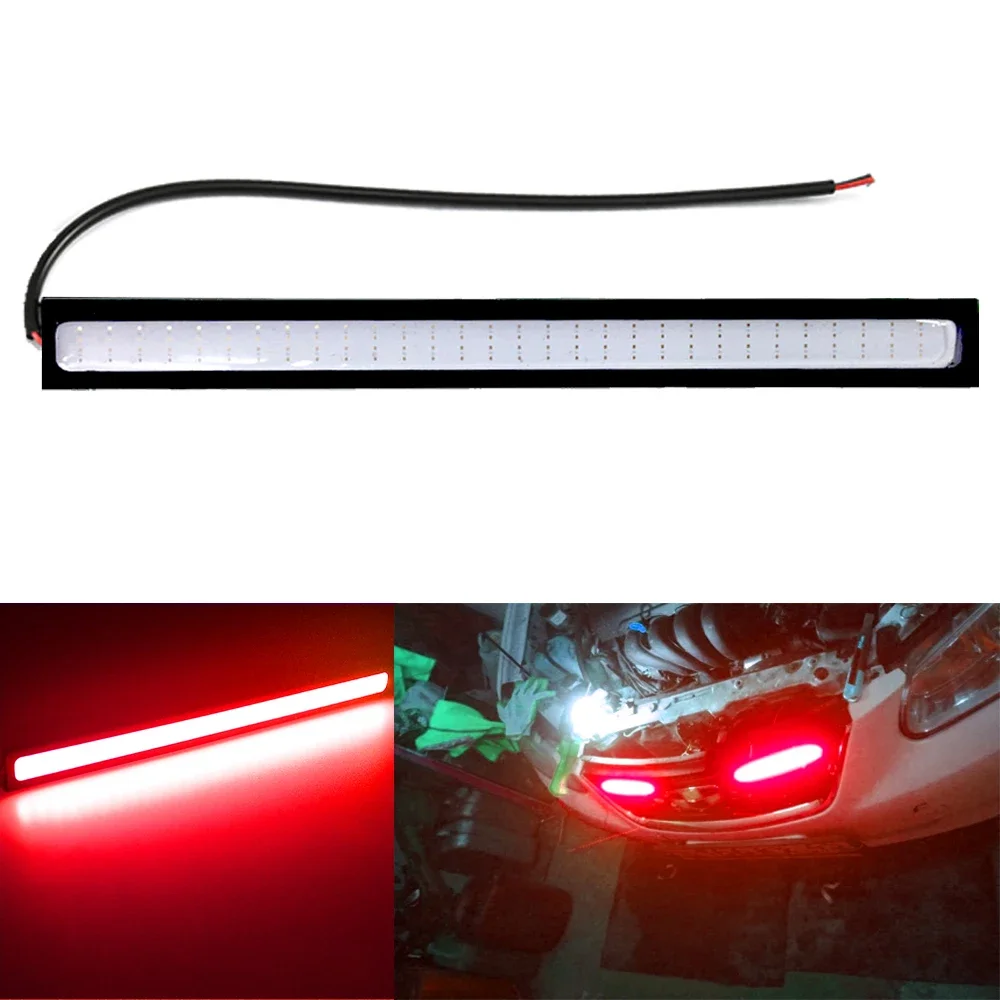 

1Pcs 14cm Red Car Day Lamps Double Row 60Leds Driving Daytime Running Lights Fog Tail Bulb COB Auto Signal 12V Accessorie Holder