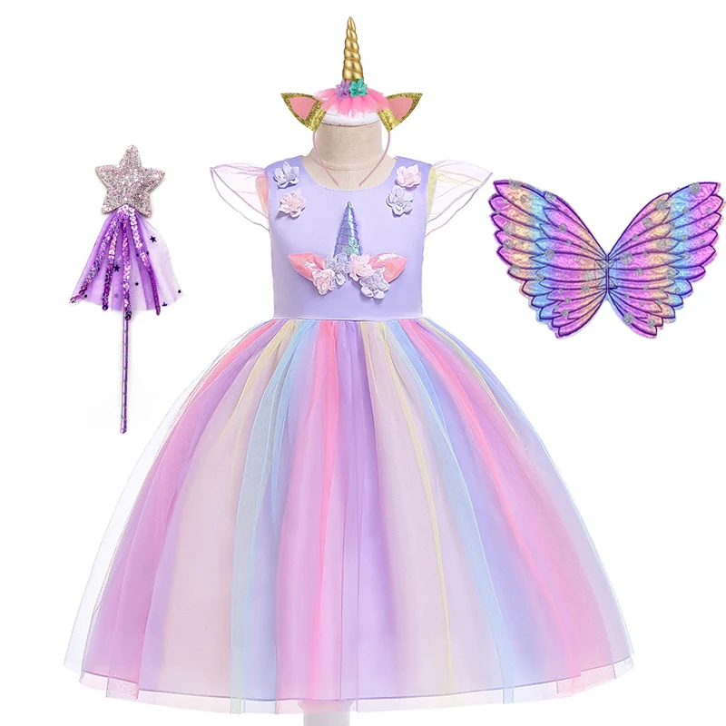 Purim Unicorn Girls Dress Kids Birthday Party Princess Costume for Halloween Cosplay Christmas Children Ball Stage Disfraz Mujer cosplay costume kids girls dress halloween dress outfit