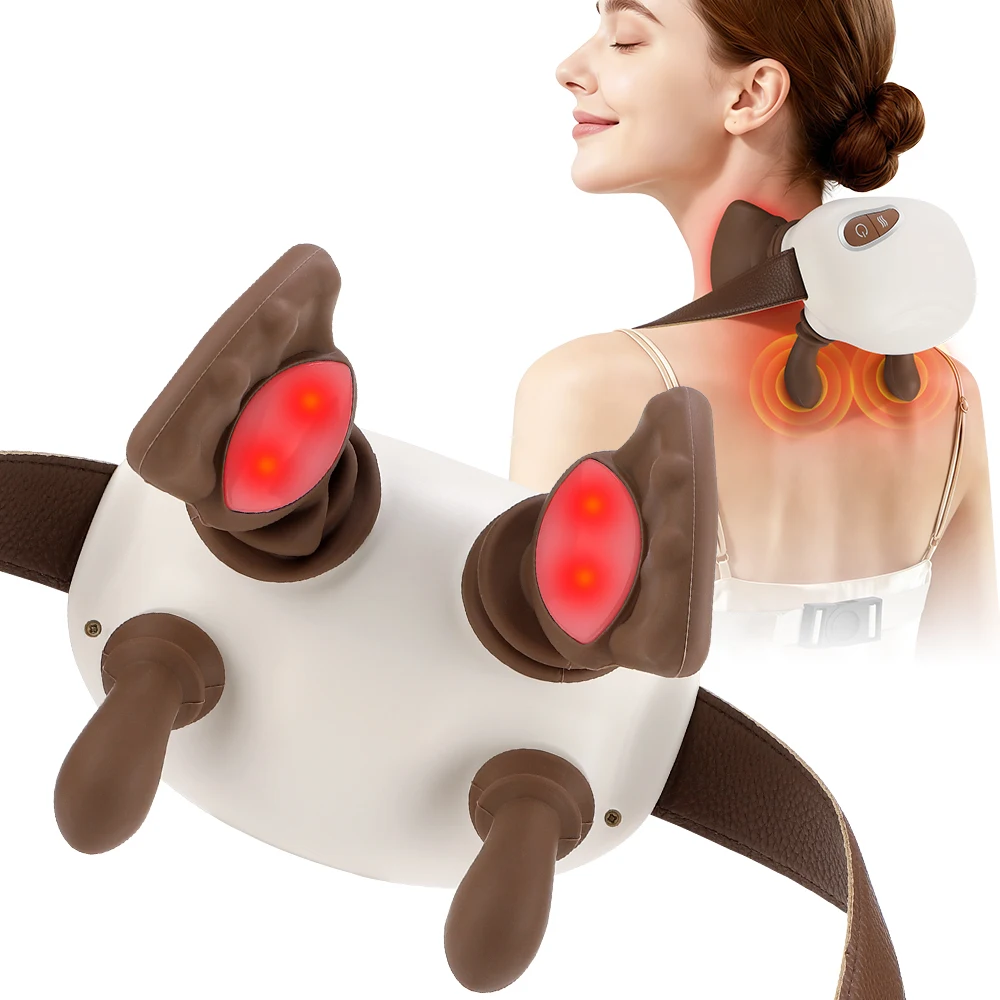 Electric Bionic Neck Shoulder Massager 3 level Mode Heated Kneading Muscle Relaxation Back Massage Pillow for body Relax