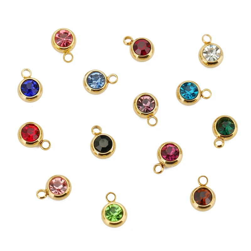 

20pcs 6mm Stainless Steel Rhinestone Beads Gold Color Crystal Charms Pendants for DIY Necklace Bracelet Jewelry Making Charm