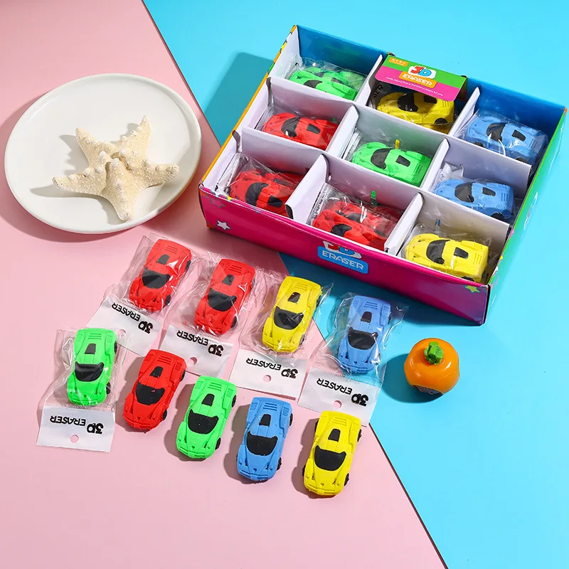 1/4/36 Pieces of Creative Cartoon Car-Shaped Erasers in Random Colors, Detachable and Reassemblable Soft Cleaning Erasers, Suitable for 2B Pencil Writing, a Must-Have for Back-To-School Season - 5