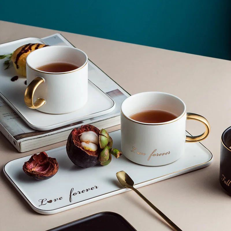 

Nordic Creative Ceramic Coffee Cup Office Afternoon Tea Gold Coffee Cup Plate Spoon Cup Set