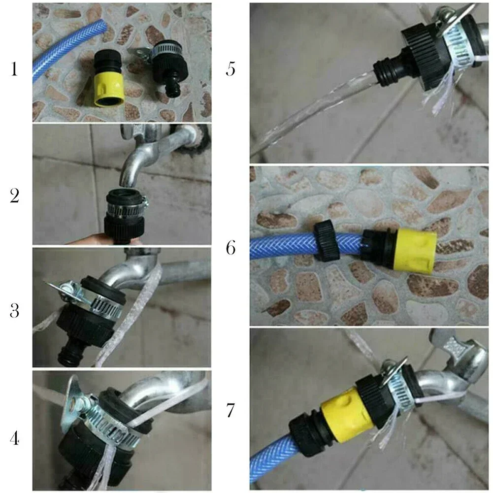 Universal Garden Hose Pipe Fitting Faucet Adapter Kitchen Bath Tap Mixer Tap Faucet Multi-function Faucet Adapter O-ring Water 5