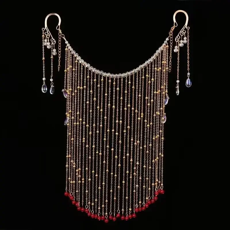 

Новая занавеска для лица Hanfu, занавеска для женщин, чехол для лица, занавеска для лица с металлической кисточкой, аксессуары Hanfu